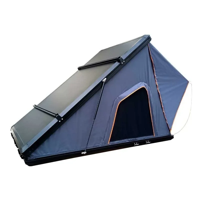 Light off-road aluminum hard shell black roof tent single-layer 2-person car truck camping hard triangle outdoor car tent