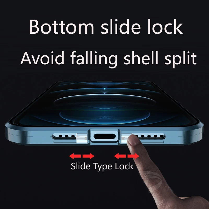 Metal Magnetic Double Sided Glass Snap Lock Case For iPhone 16 Pro Max 16 Plus Full Camera Lens Protection Cover Phone Case