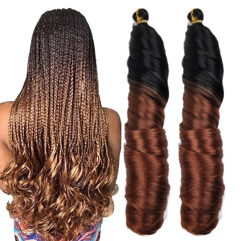 Onda solta trança de cabelo sintético espiral cachos extensões de cabelo de crochê pré esticado cachos franceses ombre tranças de cabelo para mulher