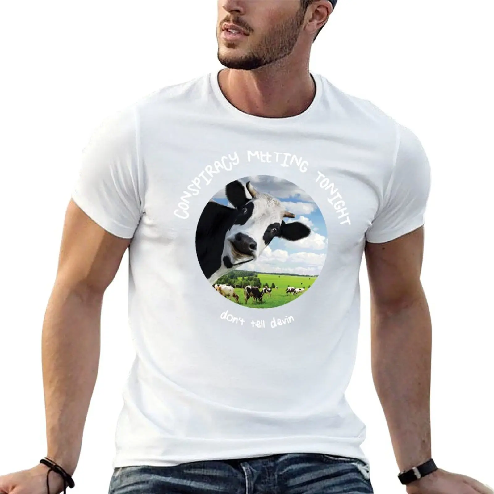 Devin Nunes’ Cow’s Conspiracy Meeting T-Shirt Relaxed Casual Short Sleeve Tee