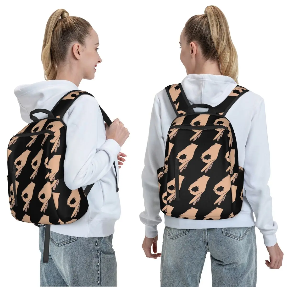 Circle Game Hand Funny Gotcha Meme Made You Look Backpack Daypack Large Capacity BookBag School Bag Shoulder Bags for Men Women