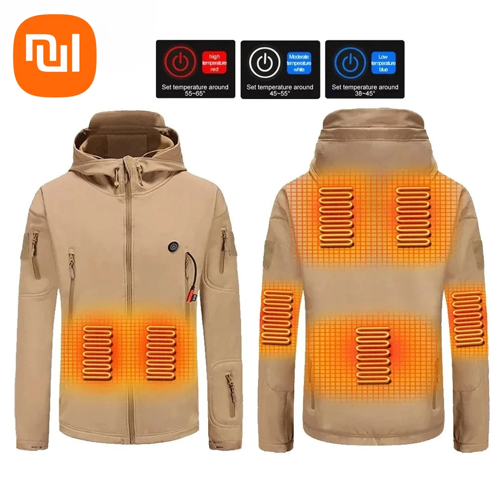 Chaqueta calefactable de 7 áreas, chaqueta calefactora eléctrica USB de invierno, ropa cálida lavada, chaqueta térmica para hombre para esquí, senderismo, Camping, abrigo