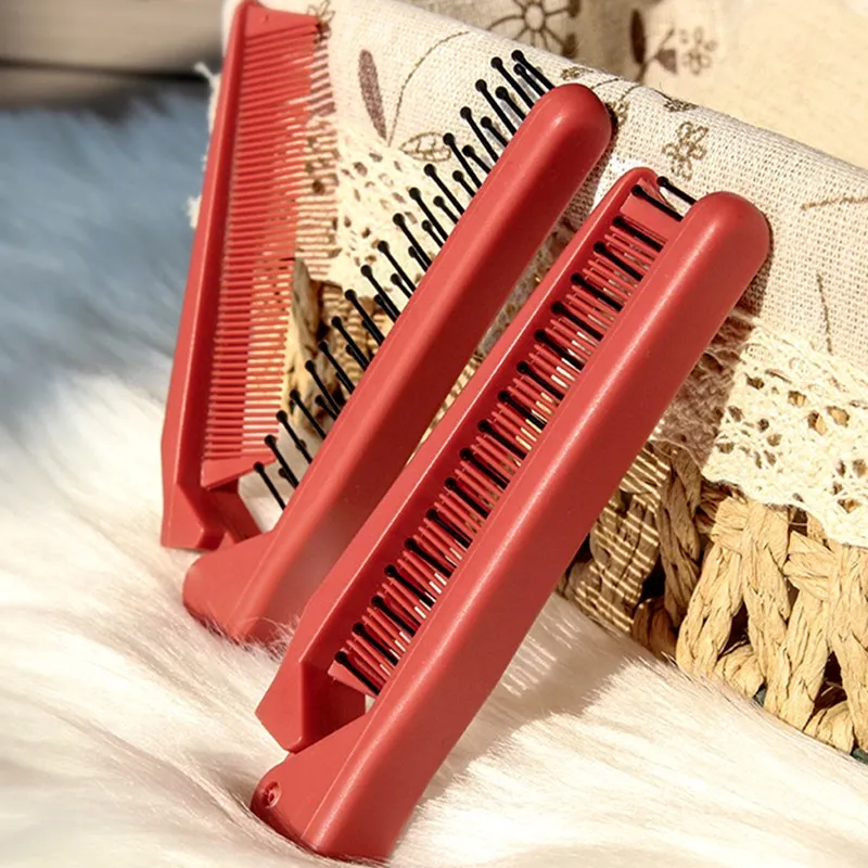 Comb 2 In One Foldable Double Headed Red Hairdressing Comb Anti Static Long Hair Voluminous Scalp Massage Comb Styling Tool