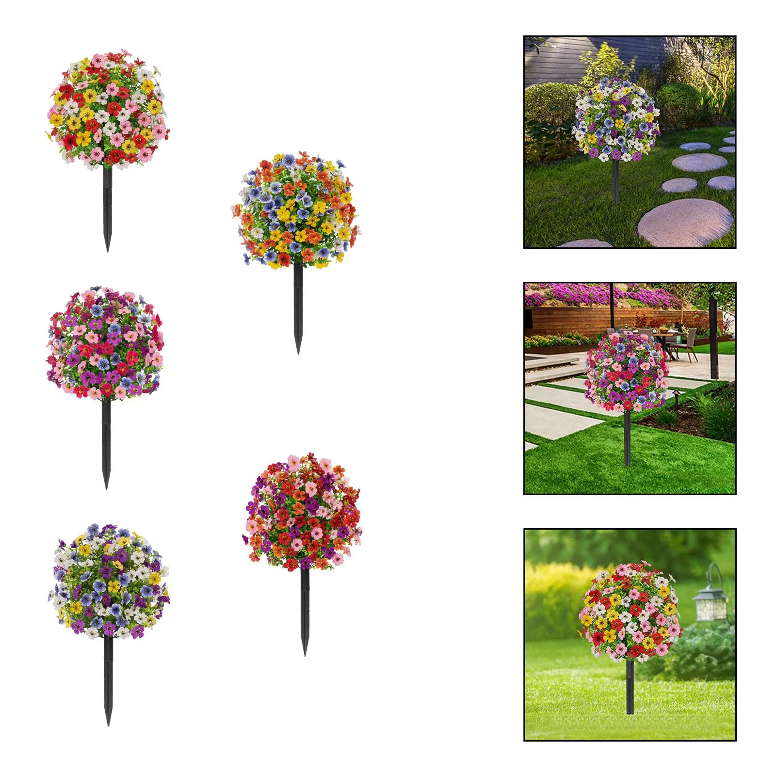 Garden Stake Flower Lifelike Plastic Silk Blooms Versatile Yard and Garden Decor for Walkway Entryway