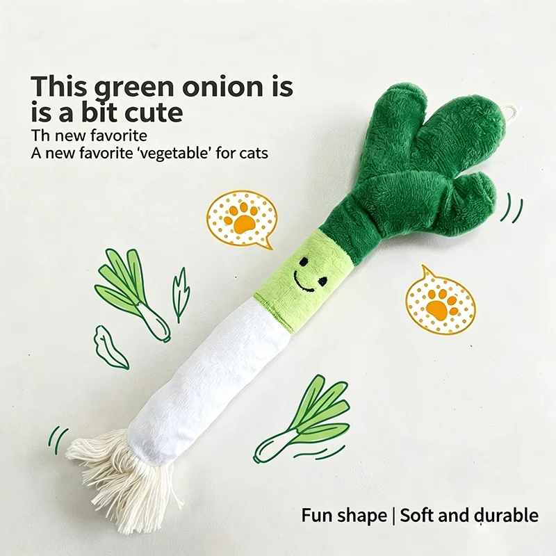 Resistant Plush Pet Chew Toy Simulated Scallion Bell Sound Teeth Cleaning Interactive Supplies For Dog Cat Puppy Kitten