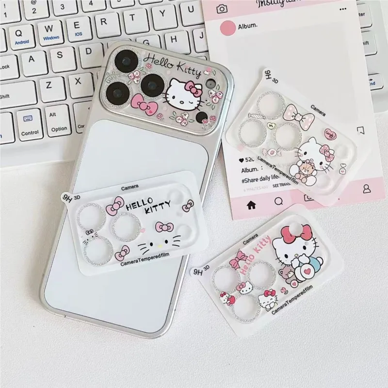 Cute Cartoon Hello Kitty Camera Protector Lens Film For IPhone 18 17 16 15 14 13 Pro Max HD Protective Glass Full Cover