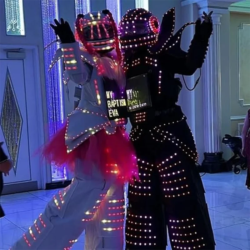 

Earthradius Pixels RGB luminous LED robot set clothing tilt walking aid LED light full-color intelligent dance clothing robot
