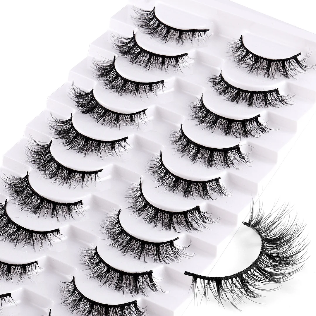 10 pairs new products natural chemical fiber false eyelashes makeup grafting eyelashes cross-border hot eyelashes