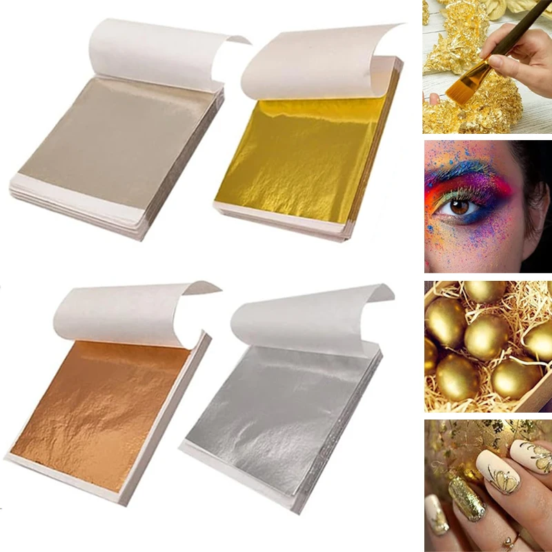 

Shiny Gold Leaf Sheets 9x9cm Imitation Foil Paper Multi Color Optional for Art Craft Nail Art Resin Jewelry Furniture Gilding