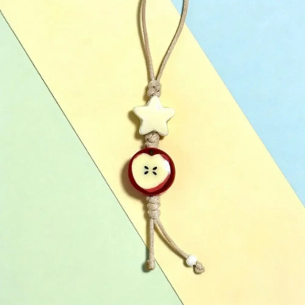 Ceramic Beaded Star Flower Phone Charm Pastel Colors Pendant Keychain Mobile Phone Strap Anti Loss Kawaii Phone Lanyard