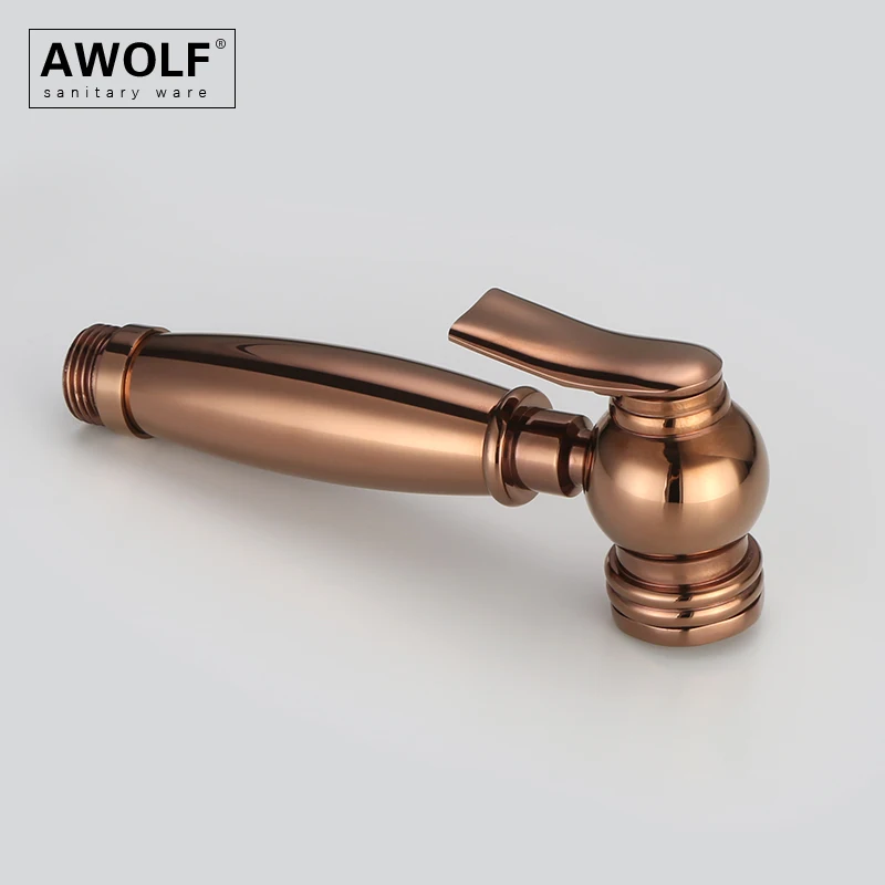 Awolf Rose Gold Handheld Toilet Shower Bidet Sprayer Solid Brass Hygienic Shower Head WC Shattaf Set Bidet Faucet AP2109