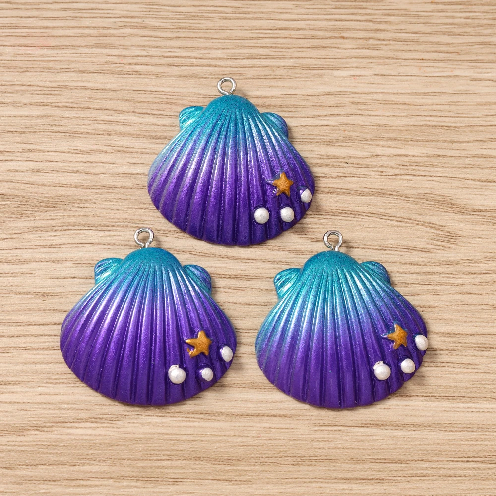 Tusember 5 Stück Niedliche Bunte Große Muschel-Anhänger für Ohrringe Halsketten Armbänder DIY Sommer Strand Schmuckherstellung Zubehör – Detail 5
