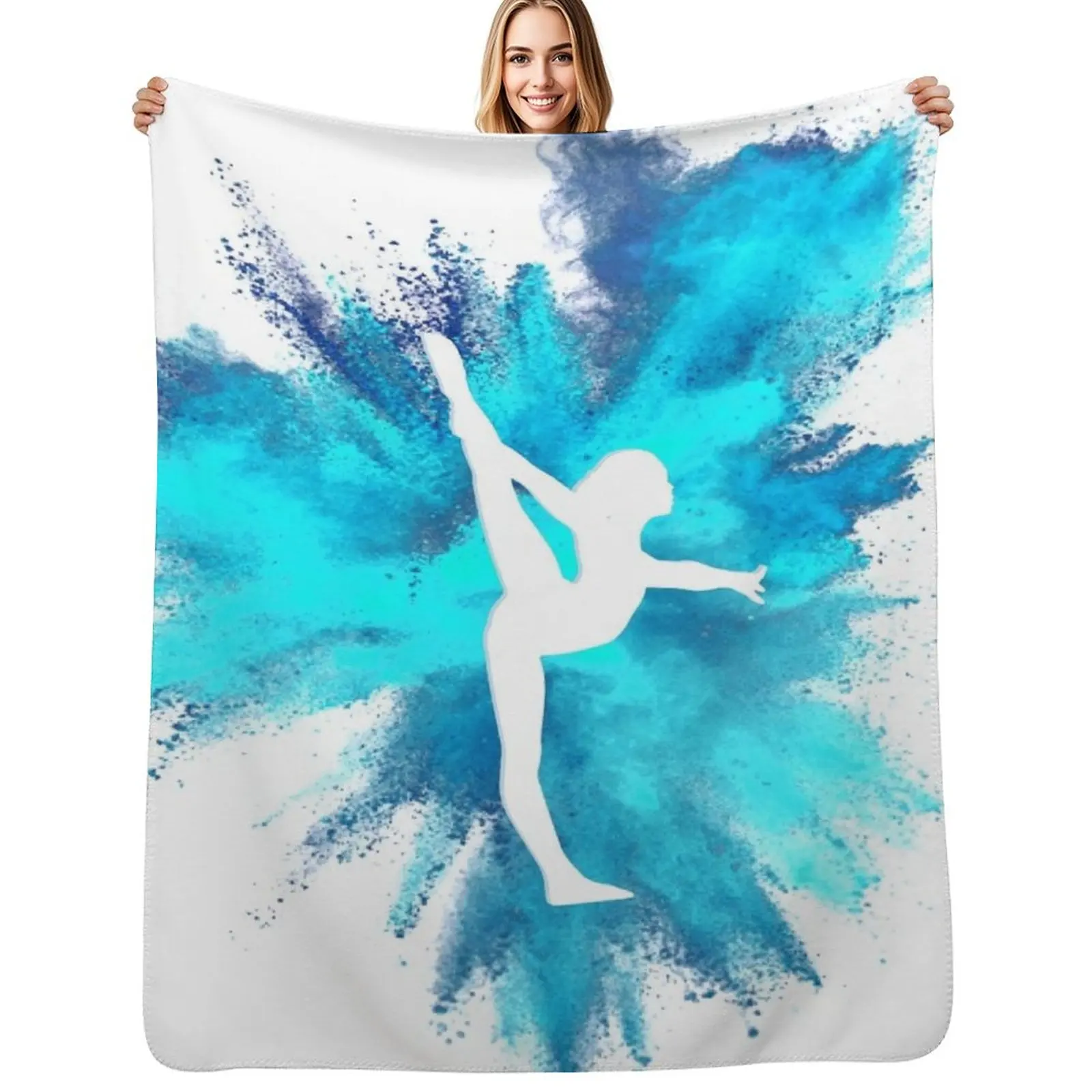 

Gymnast Silhouette - Blue Explosion Throw Blanket Reusable Durable Soft Blanket for All Seasons