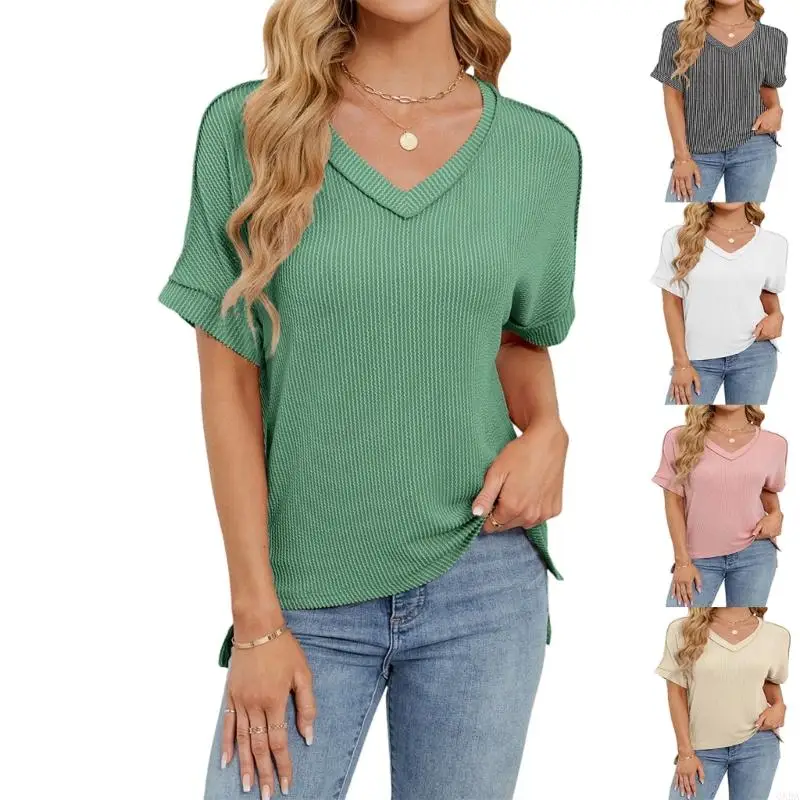 

Women's Short Sleeve T-Shirts, Round Neck, Casual, Lightweight, Knitted, Basic, for Spring 6XDA