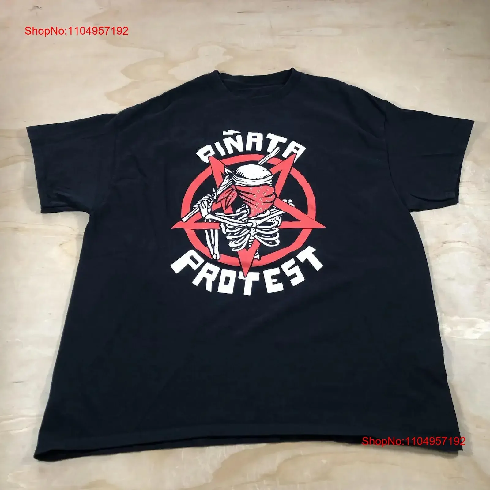 تي شيرت A4676 Pinata ProtestAqu Nomas Tour 2023 مقاس كبير عتيق مغسول أوم ملابس الشارع الشهير غير رسمية قليلاً