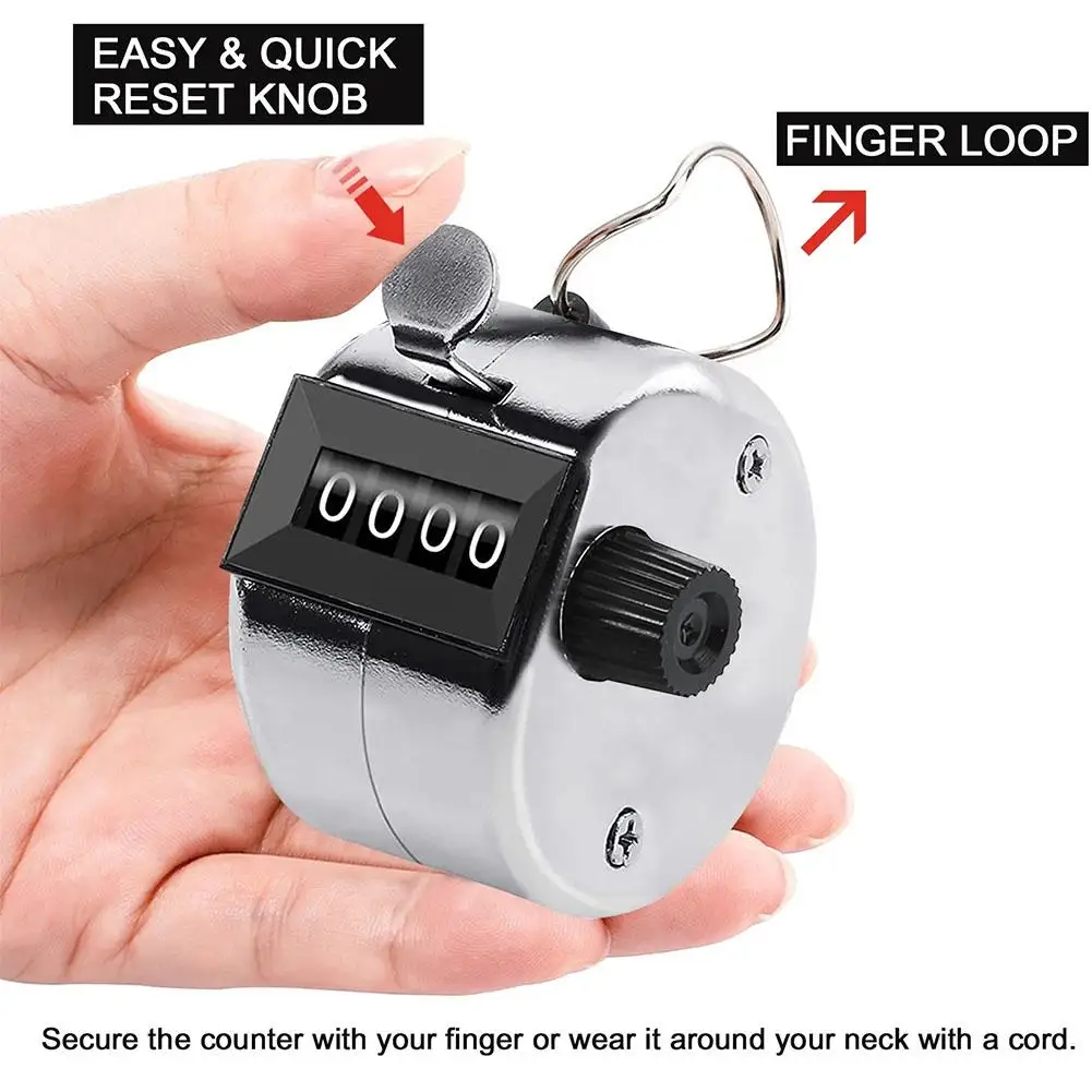 4 Digit Number Hand Held Tally Counter Mini Mechanical Digital Hand Tally Counter Manual Counting Golf Clicker Training Counter