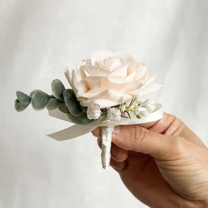 Boutonniere Wedding Buttons Corsage Pin Prom Suits Accessories Marriage Polyester Fiber Roses School Events Parties Graduation