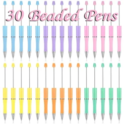 30Pcs New Beaded Ballpoint Pens Plastic Beadable Pens Wedding Favors Birthday Party Gifts Student Stationery Pens for Writing