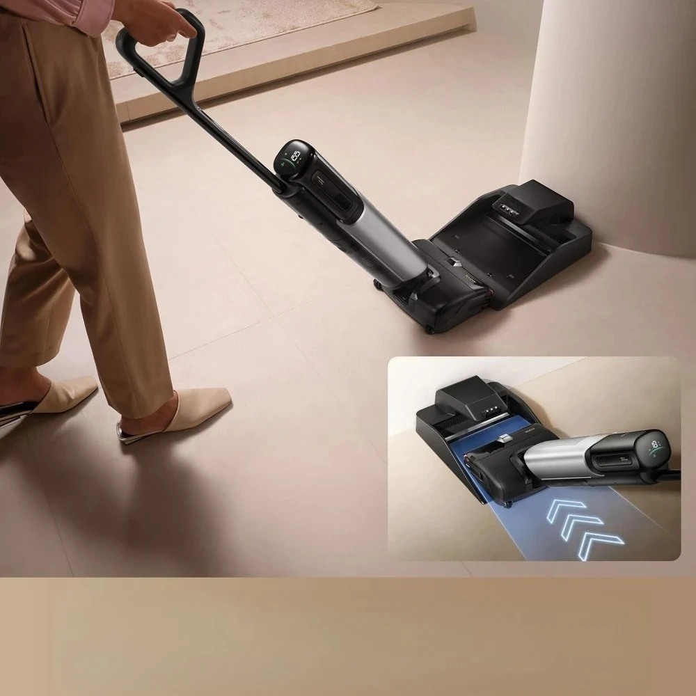 Cordless Wet Dry Vacuum Cleaner 20000Pa Vacuum Mop Zero Hot Water Mopping Sticky Messes Self Drying Hot Air Push in