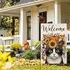 Fall Cat Garden Flag 12x18 Pumpkin Floral Crown Yard Decor llz