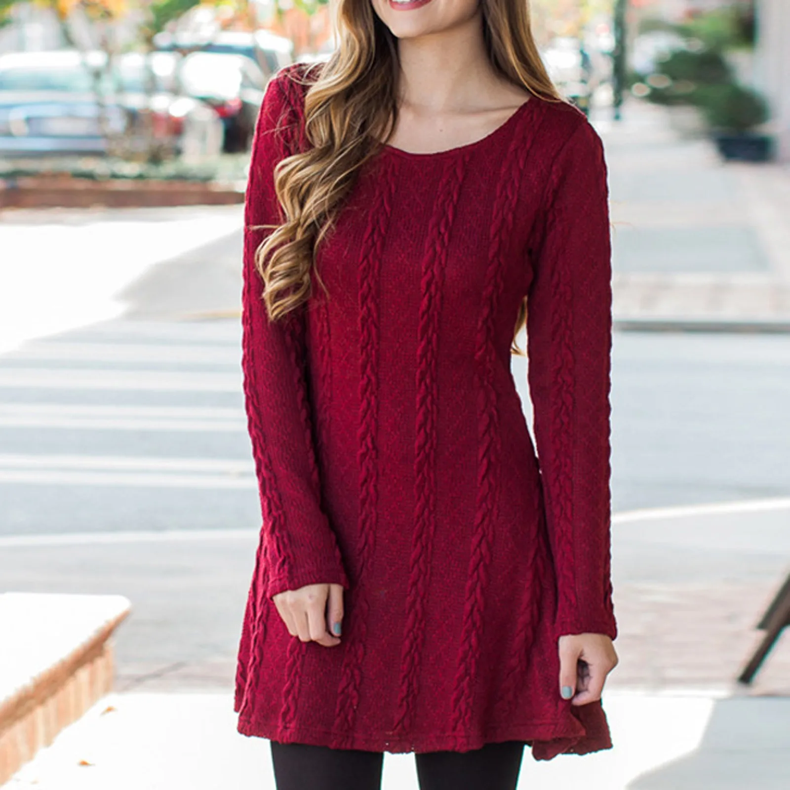 

Sweater Dress 2024 Autumn Women New Jacquard Long Sleeve Mini A-Line Knitted Sweater Dresses Ladies Casual O-Neck Sweaters Dress