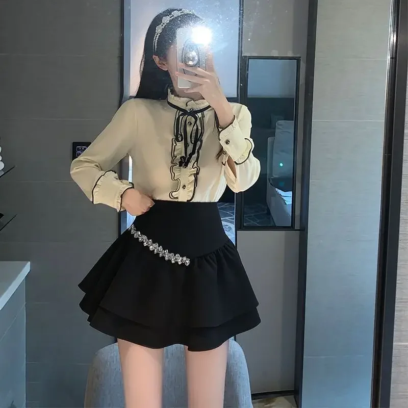 

Skirts For Woman Ruffle Women's Skirt Mini Clothes Night Club Outfit Short Gyaru Flare High Waist White Offer Premium Y2k