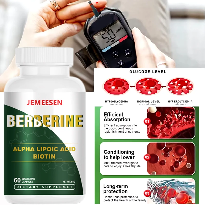 Berberine Supplement Capsules Supports Immune System, CardiovascularHeart & Gastrointestinal Wellness