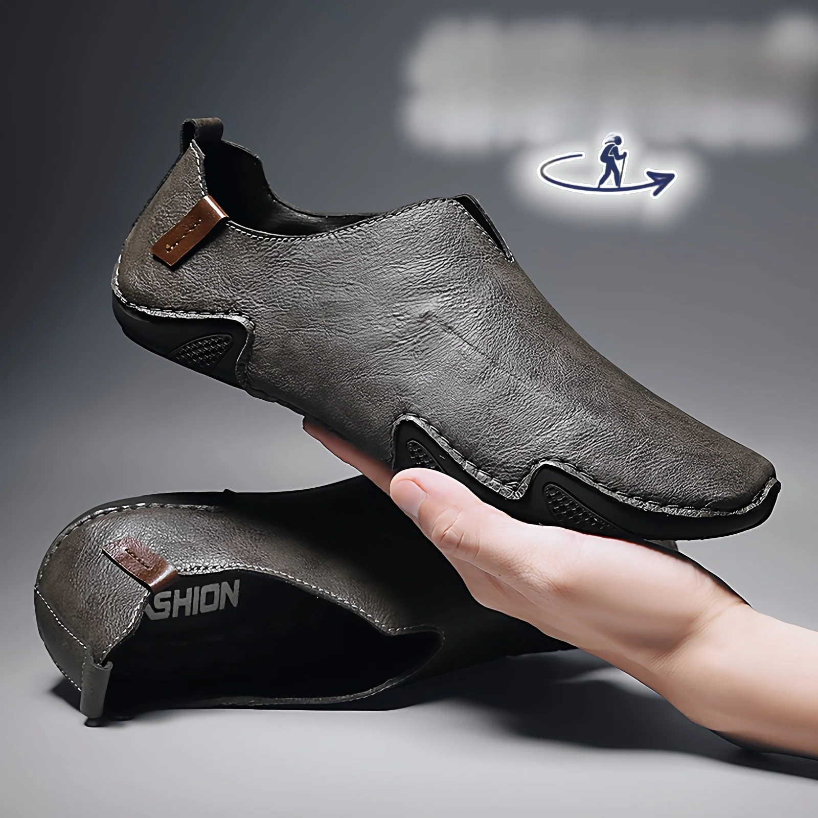 

Мужские кожаные лоферы ручной работы в ретро-стиле, повседневные, без шнурков, на плоской подошве, модные, универсальные, для весны