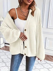 Fall-Winter 2024 New Casual V-Neck Loose Knit Cardigan Button Cardigan