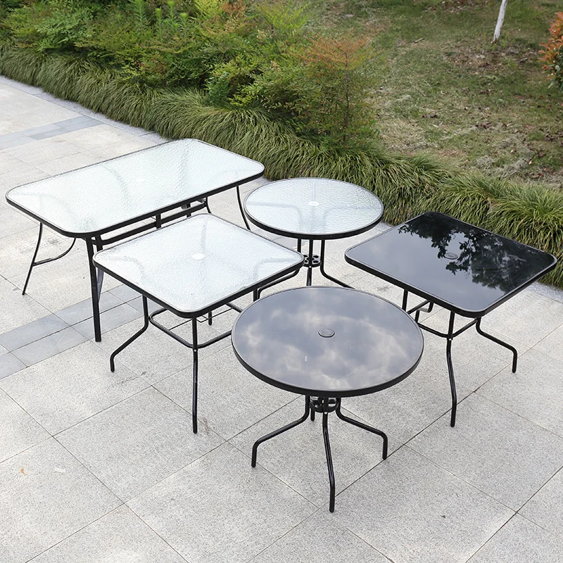 Courtyard Simple Outdoor Assembly Folding Dining Table Car Portable Leisure Tempered Glass Round Square Table Balcony Barbecue