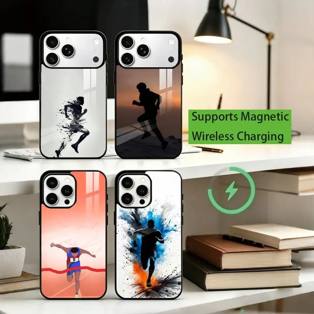

C-Classic M-Marathon Running Art Phone Case For iPhone17,16,15,14,13,12,11 Plus,Pro Supports Magnetic Wireless Charging