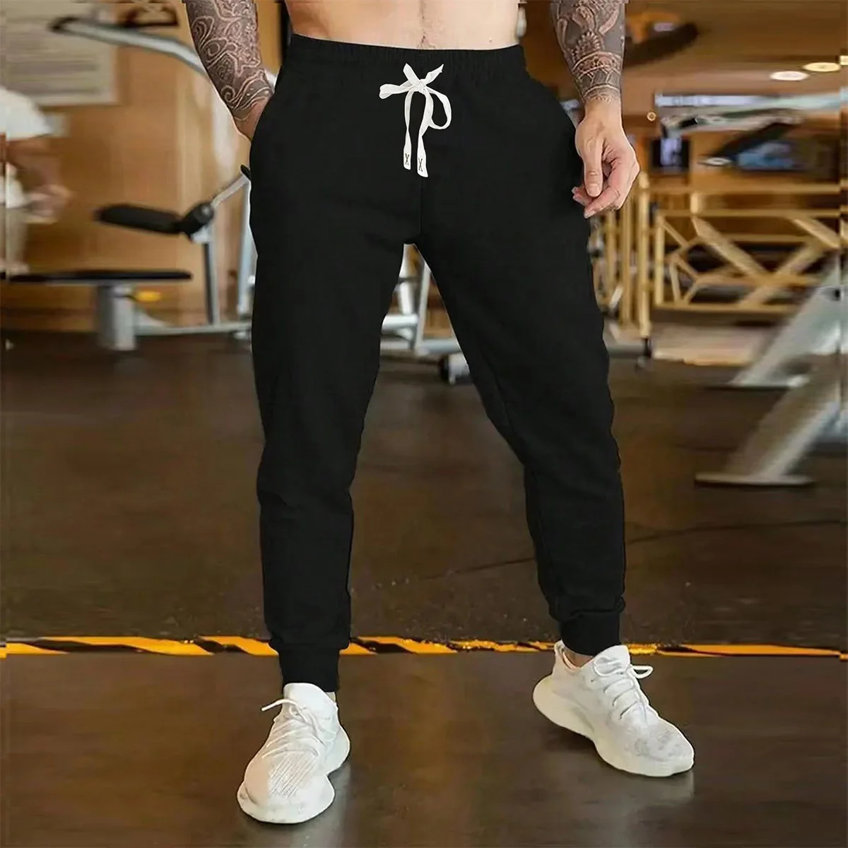 

Men's solid color ankle binding jogging pants, suitable for leisure sports such as running, gym, and outdoor activities
