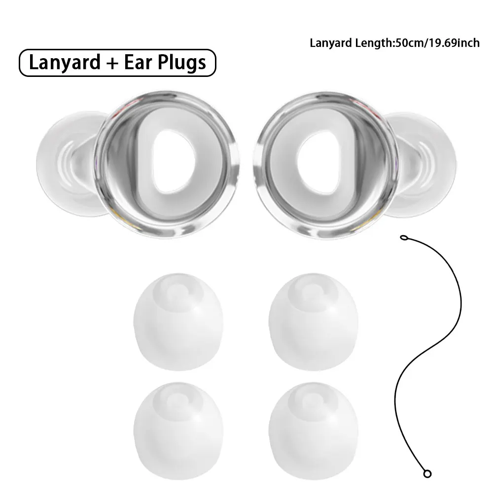 Anti‑Fall Secure Design Silicone Earplugs With Silicone Lanyard, Noise Dampening Ear Inserts for Sleeping, Water Sports, Open