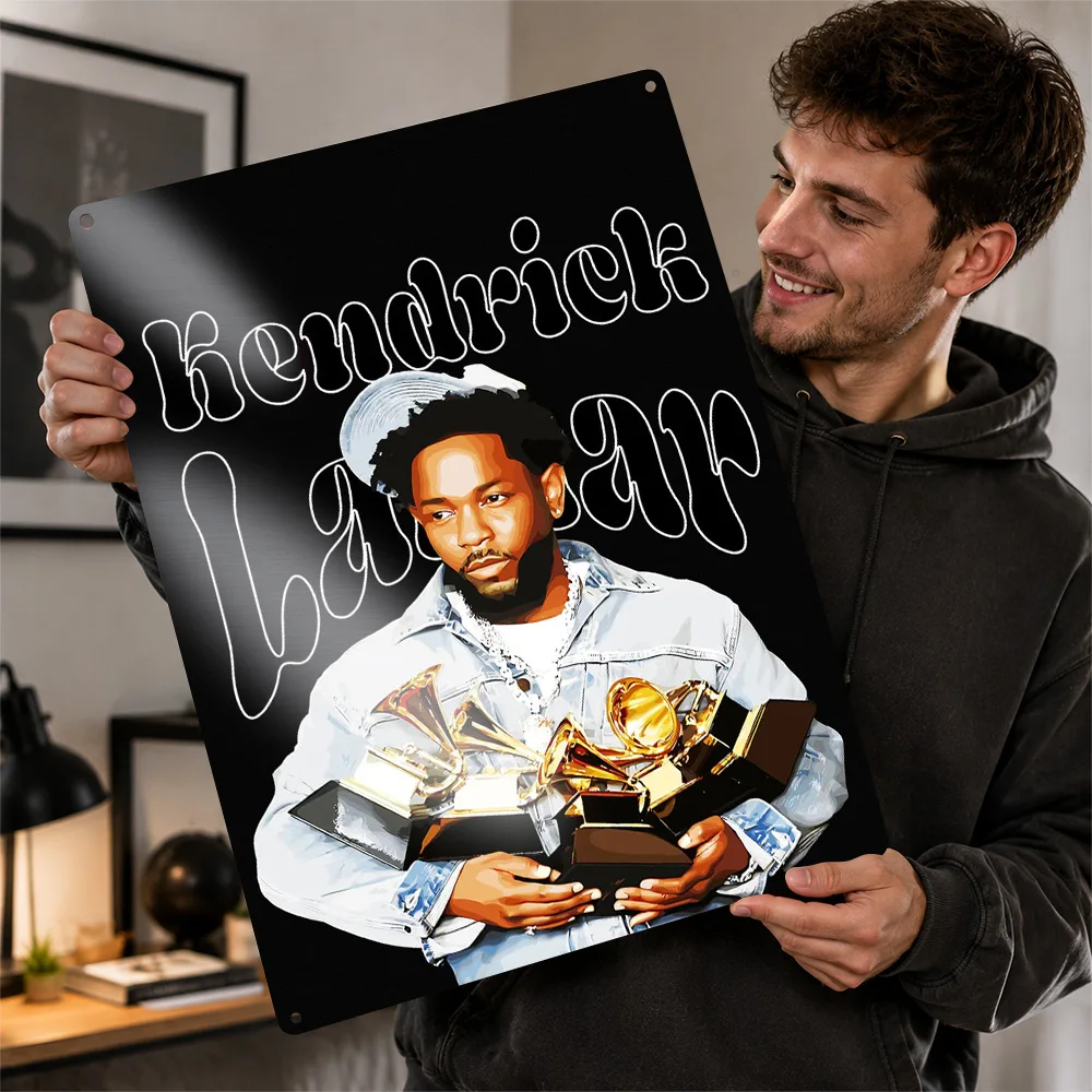 Kendrick Lamar With Grammy Awards Metal Poster Perfect Gift for Fans Lovers Customized Wall Art Metal Sign for Wand Deko Decor