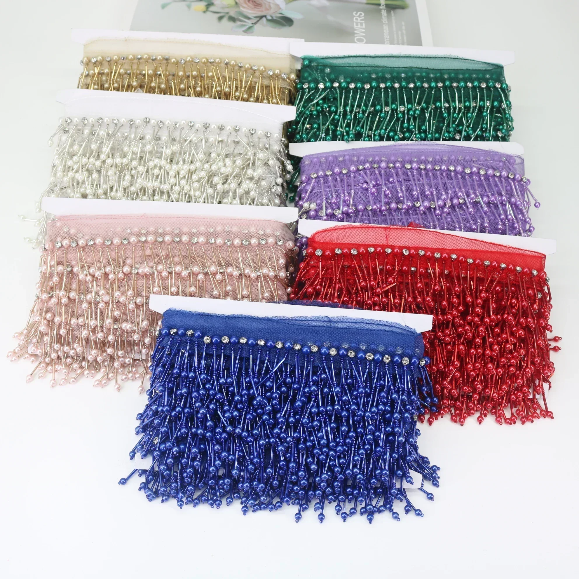 

5Yards 6cm Beaded Tassel Lace Trim Fringe Ribbon Latin Dance Dress Decor DIY Sewing Accessories Curtain wedding dress decoration