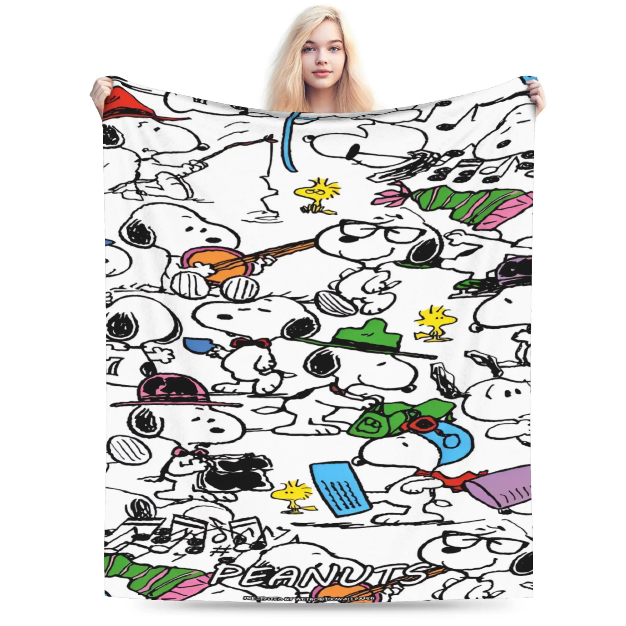 Kawaii Cartoon Flannel Blanket Spring Snoopys Soft Durable Throw Blanket for Child Home Decor Funny Bedspread Sofa Bed Cover
