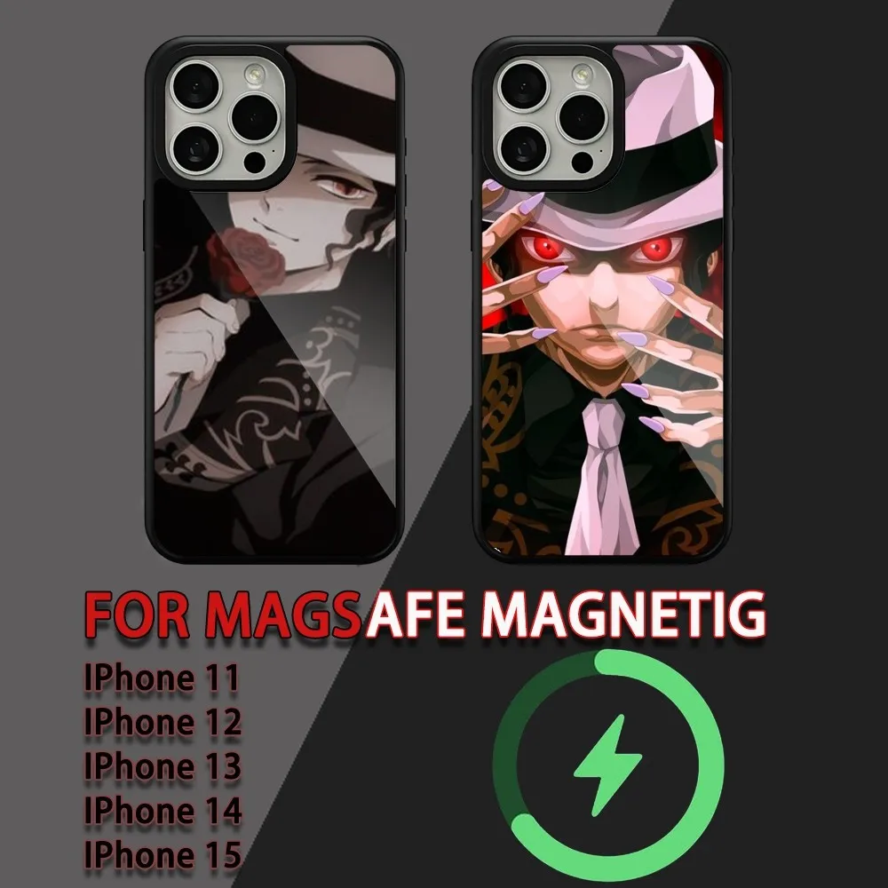 Demon Slayer Kibutsuji Muzan  Phone Case For iPhone 15 14 13 12 11 Pro Max Plus Magsafe Magnetic Wireless Charging Cover