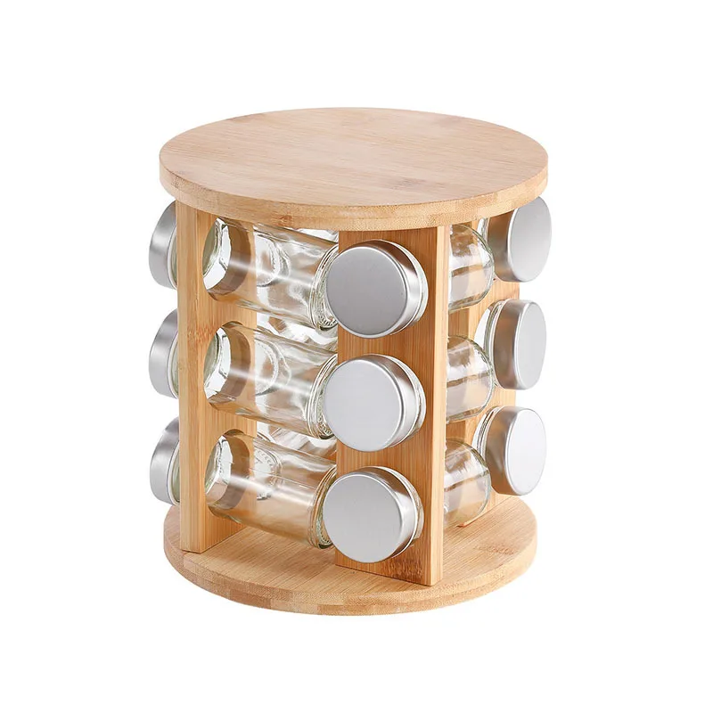 12 PCS Convenient Kitchen Utensils Rotating Seasoning Rack Stainless Steel Spice Storage Box Rotating Spice Jar Kitchen Spreader