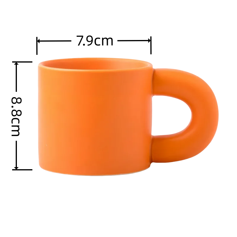 Mug 330ml, Fat Ceramic Coffee Cup with Smooth Handle, Matte Glaze Tea Drinking, Minimalist Thick Wall Design, Home Office