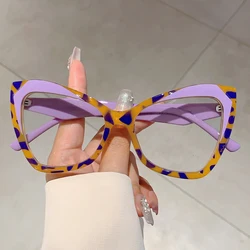 KAMMPT Trendy Multi Color Decor Ladies Glasses Cat Eye Popular Design Frame Non-prescription Fashion Photo Eyewear for Women's