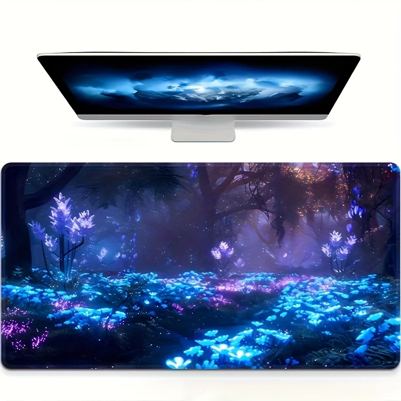 Fantasy Bioluminescent Forest Large Gaming Mouse Pad Extra Wide Desk Mat for PC Office Home Setup