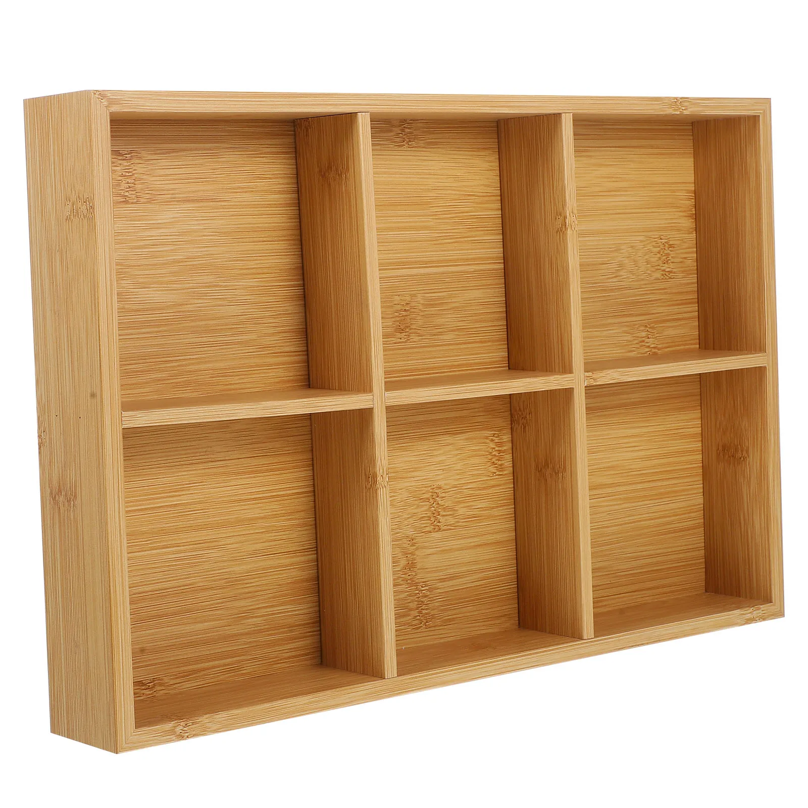 

GARIOUANS 6-Compartment Divided Tray Wooden Sensory Organizer for Kids Crayon Pencil Storage Home Classroom