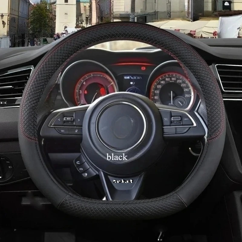 Чехол на руль автомобиля из микрофибры и карбона для Suzuki Swift 2017-2021