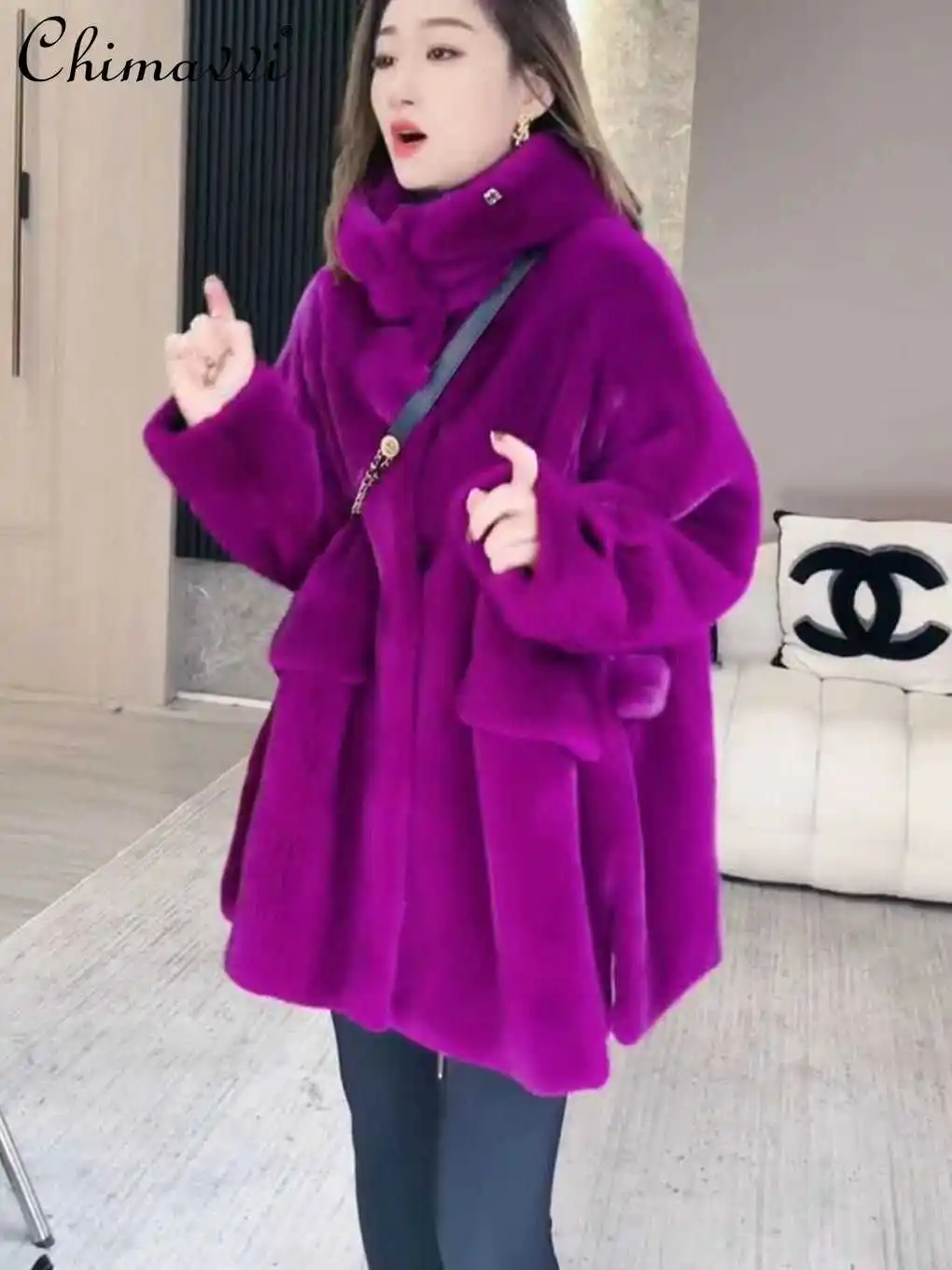 Luxury Fashion Fur Coat Autumn and Winter New High-End All-Match Socialite Fur Integrated Long Sleeve Warm Elegant Jackets