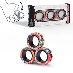 MBOUTrising 3Pcs Fidget Spinner Magnetic Ring Toys Fingers Magnet Rings ADHD Stress Relief Magical Toys for Adult Kids Anxiety