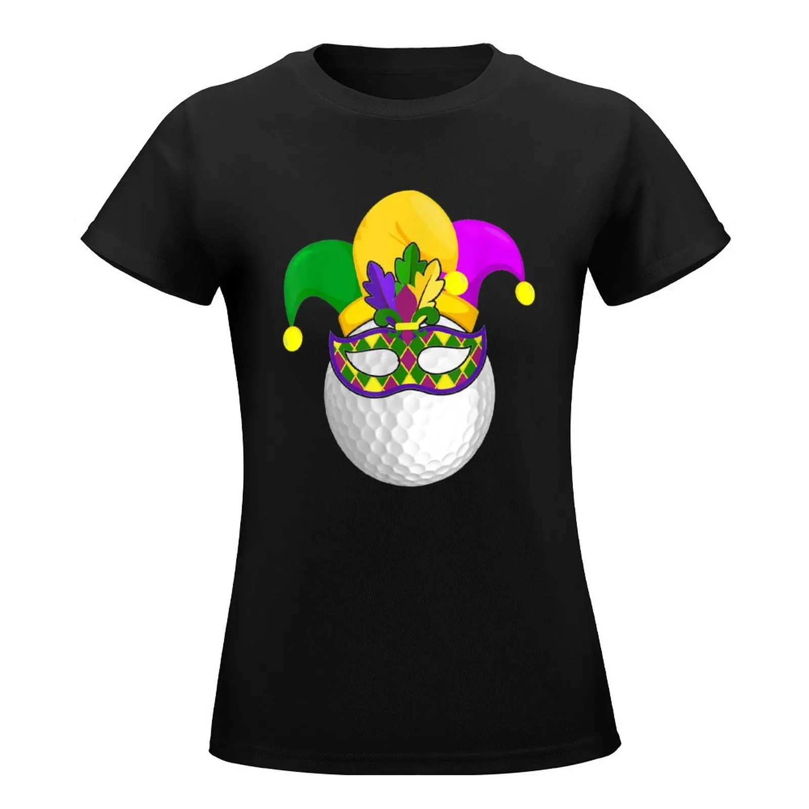 Golf Mardi Gras Carnival Mask Jester Hat Golf Lover T-Shirt Blouse cute tops t-shirts for Women graphic tees funny