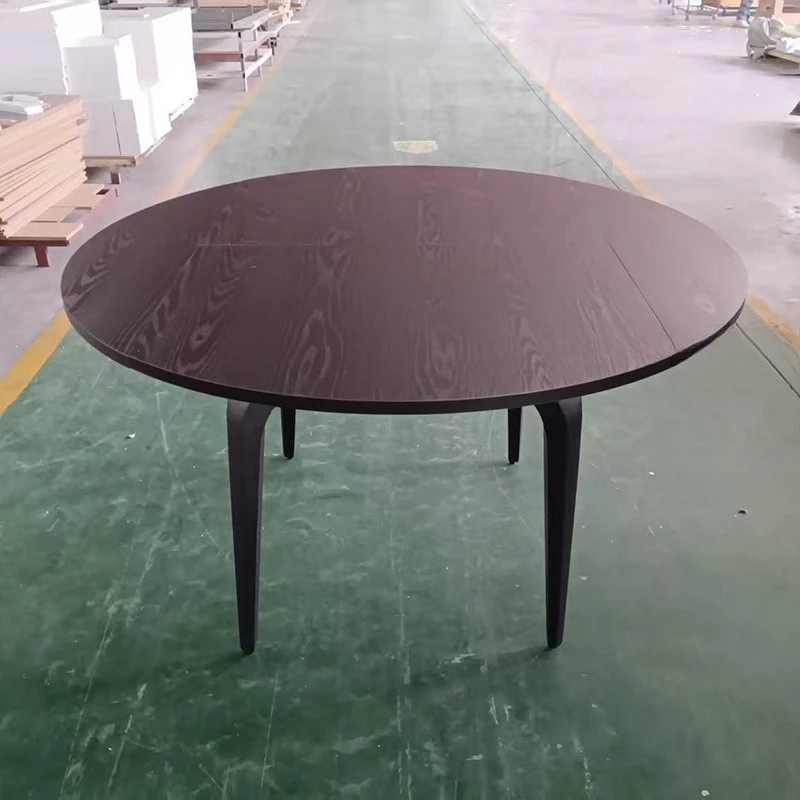 The retractable round dining table becomes larger, the oval shape is lengthened and extended, and the dining room table is round