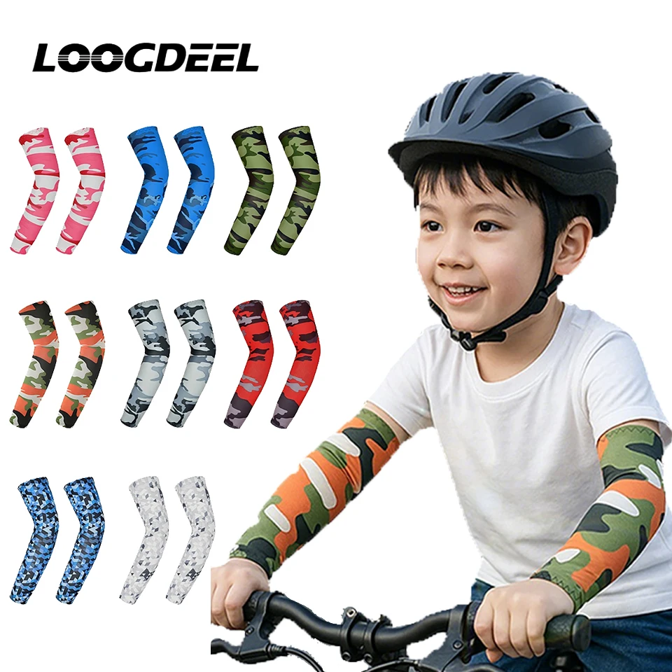 LOOGDEEL Kids Sports Cooling Arm Sleeves UV Protection Sun Cover Elastic Ice Cuff Arm Warmer Outdoor Sports Cycling Basketball