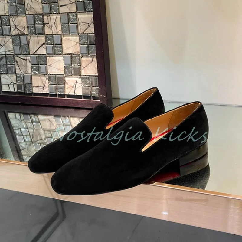 

Classic Black Velvet Slip On Loafers Casual Suede Cowhide Leather Men's Dress Shoes Comfort Wear Resistant Flats Oxford Shoes