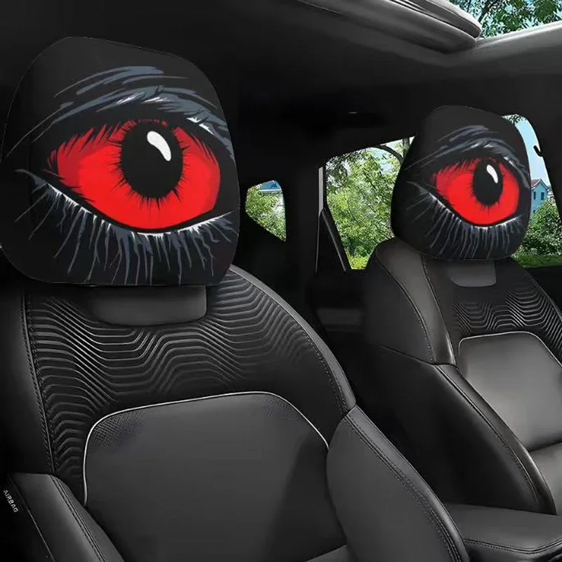 1PC-Red-eyed Car Headrest Cover - High Elasticity, Effectively Dust-proof , Stain-resistant, Practical Car Interiors